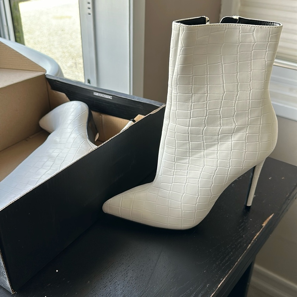 White snake skin boots